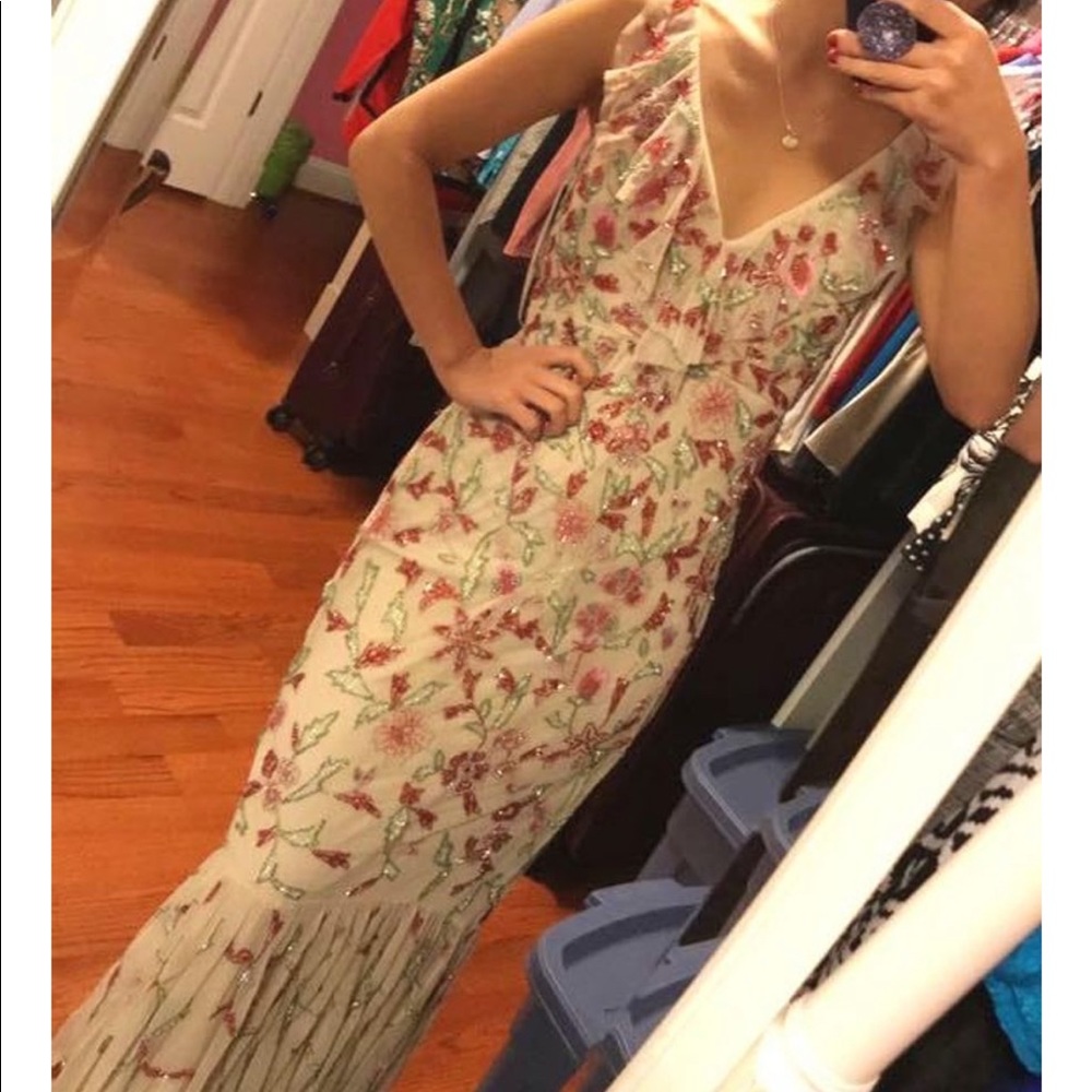 Floral Embroidered Trumpet Dress